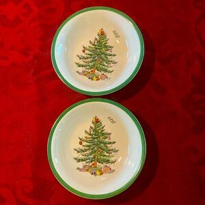 Two Spode Christmas Tree sauce dishes